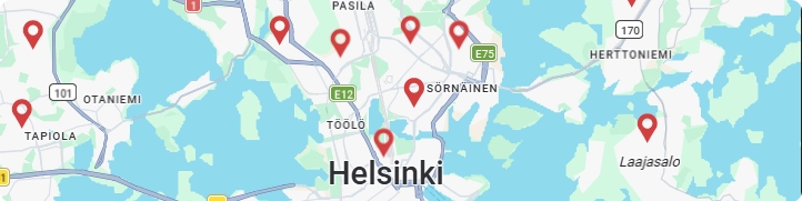 Helsinki-alueen autokorjaamot Google Mapsissa